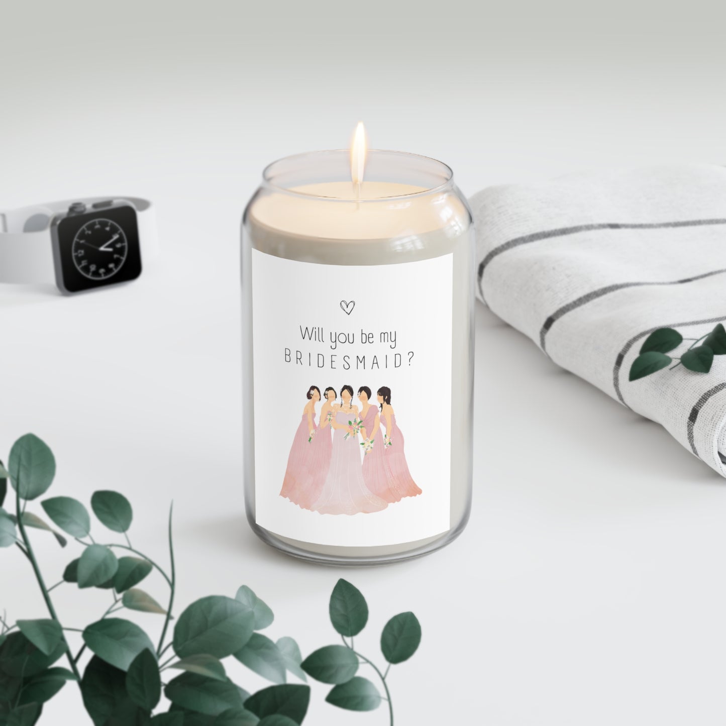 Bridesmaid Proposal Candle Pink Dress