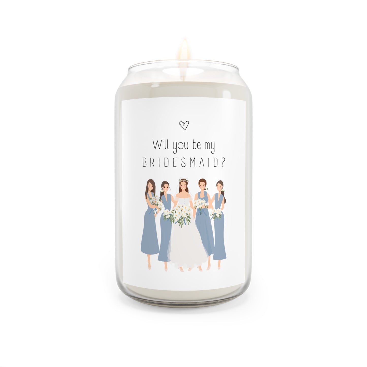 Bridesmaid Proposal Candle Blue Dress