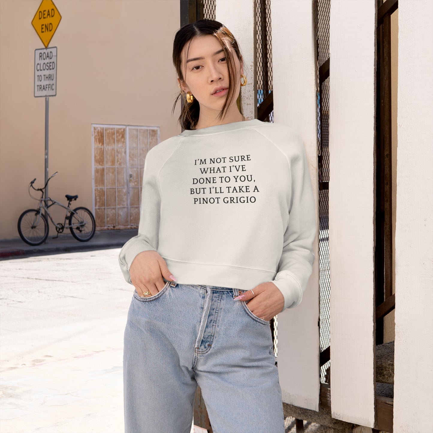 Women's Cropped Fleece Pullover, Bravo Quotes, Stassi, Vanderpump, Pinot Grigio Quote