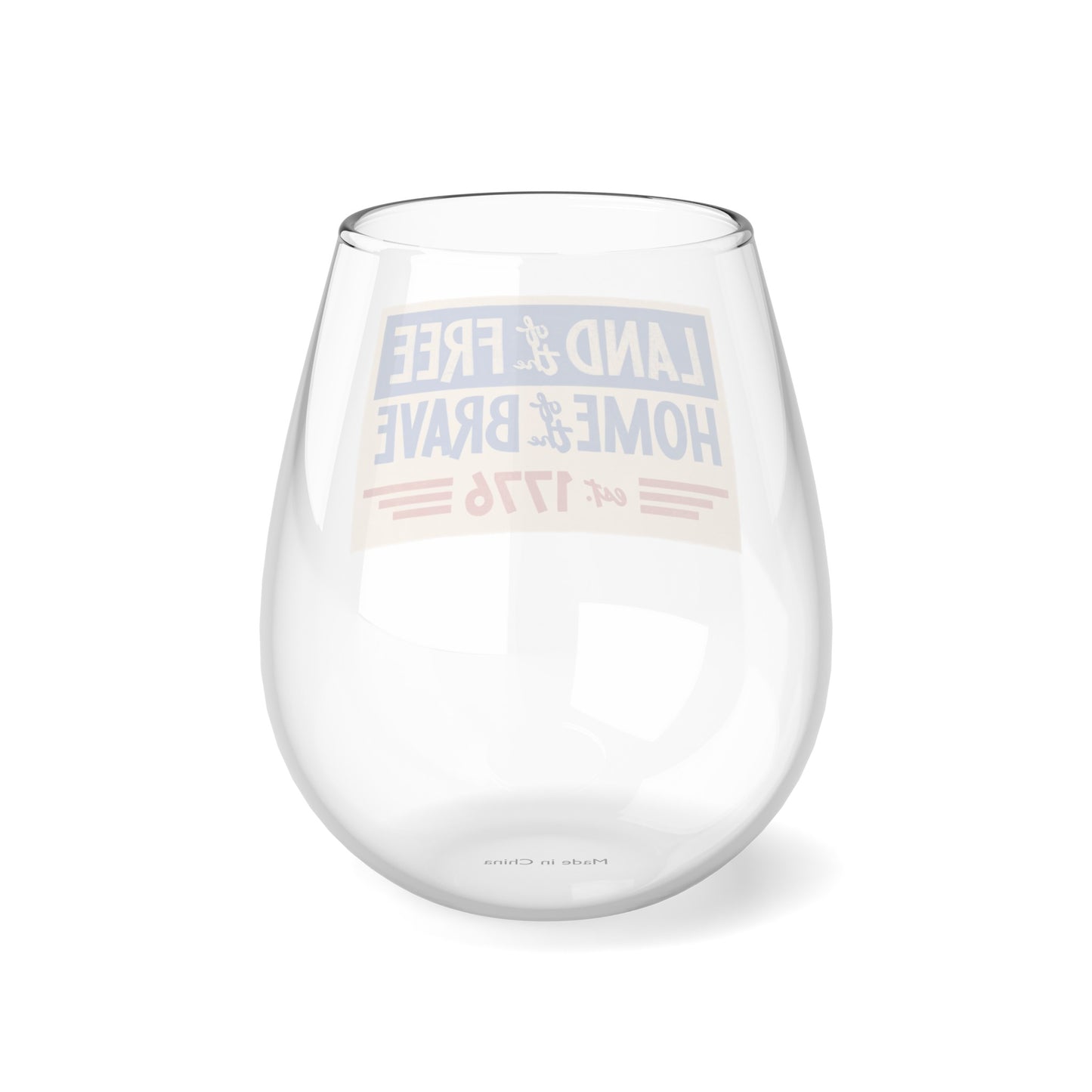 Land of Free Stemless Wine Glass