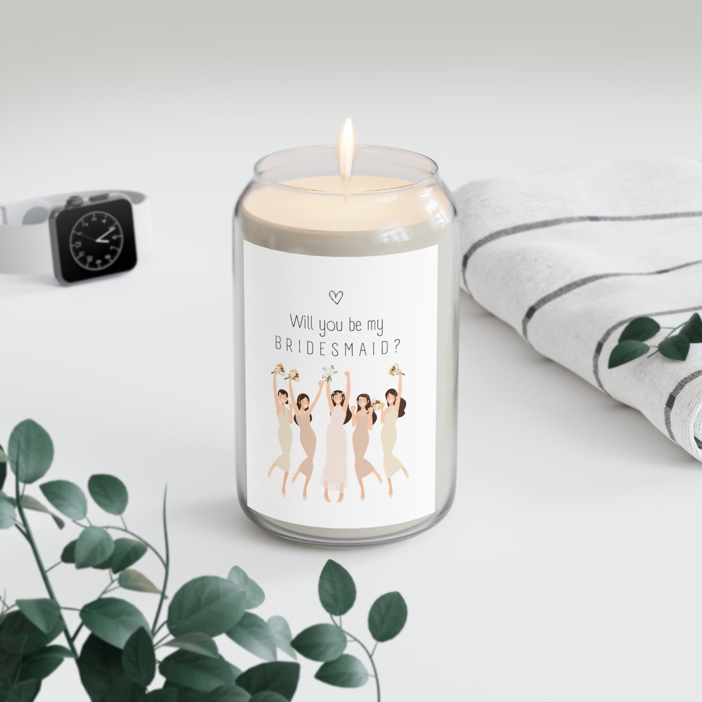 Bridesmaid Proposal Candle Neutral Colors