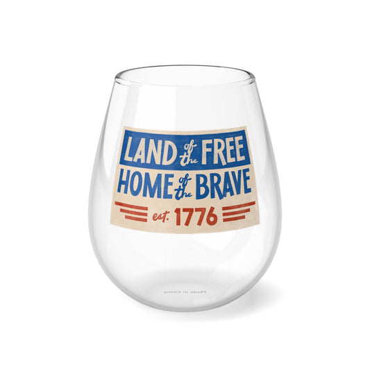 Land of Free Stemless Wine Glass