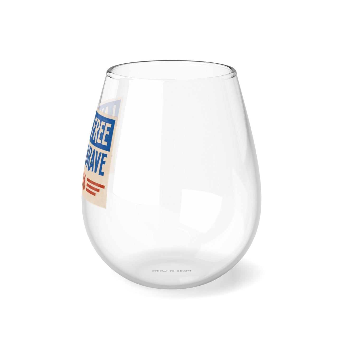 Land of Free Stemless Wine Glass