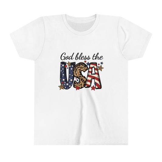 Youth Short Sleeve Fourth of July, Kids, God bless American, 4th of July Kids