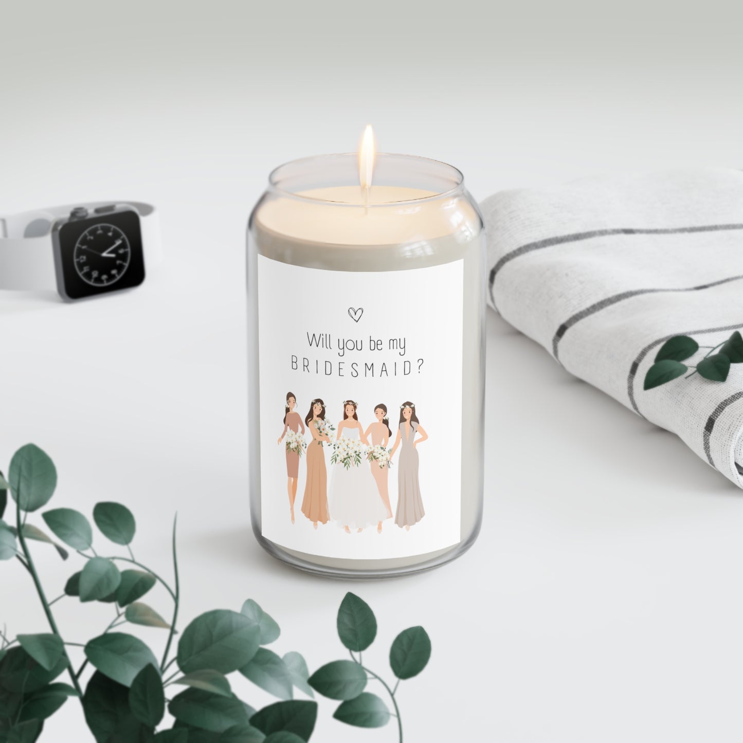 Bridesmaid Proposal Candle Neutral Colors