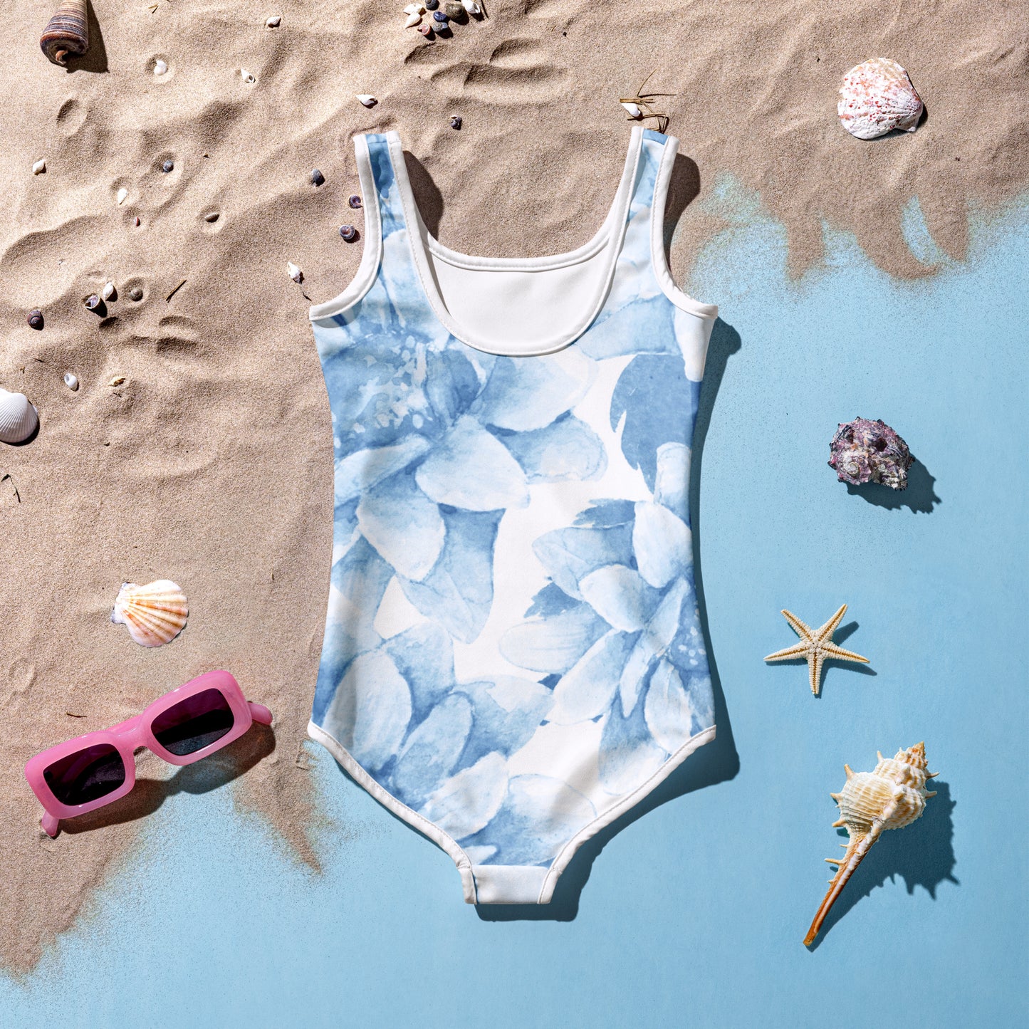 Blue Floral Kids Swimsuit