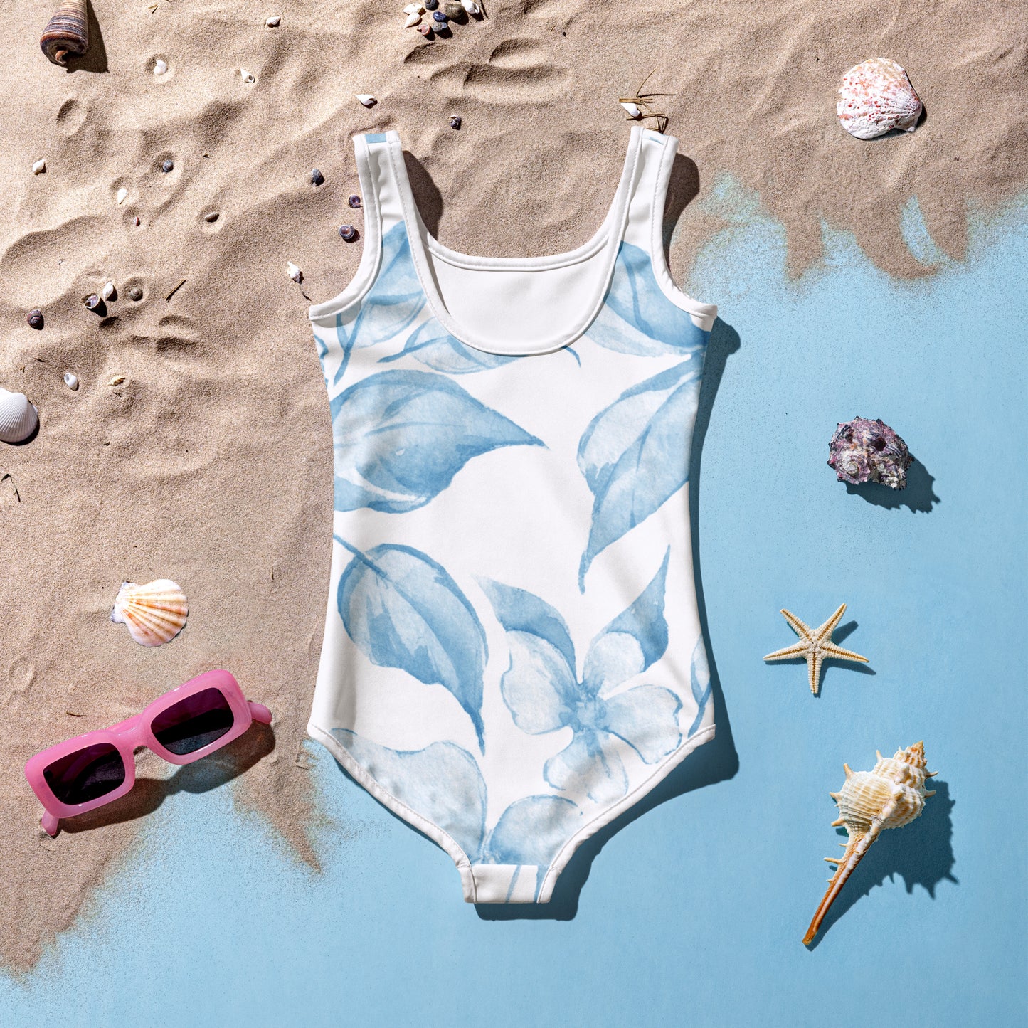 Blue Floral Kids Swimsuit