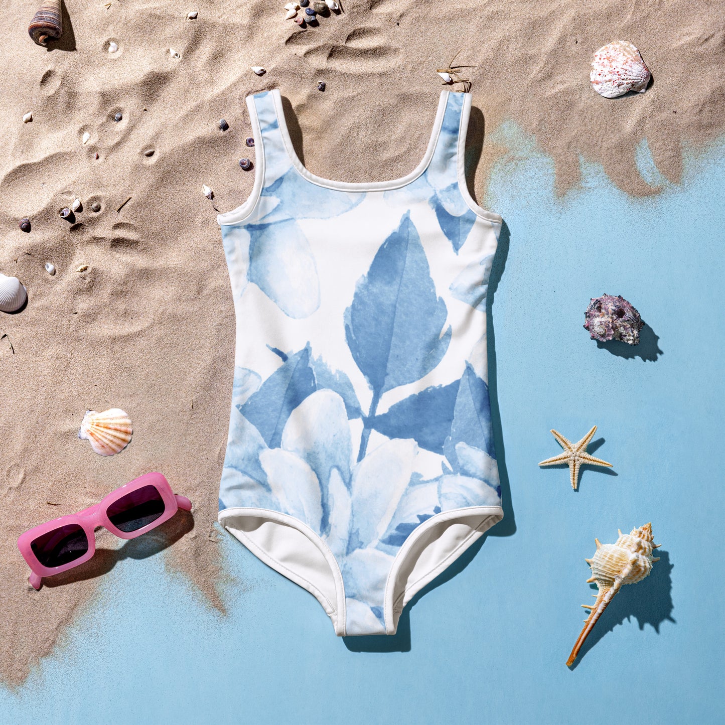 Blue Floral Kids Swimsuit