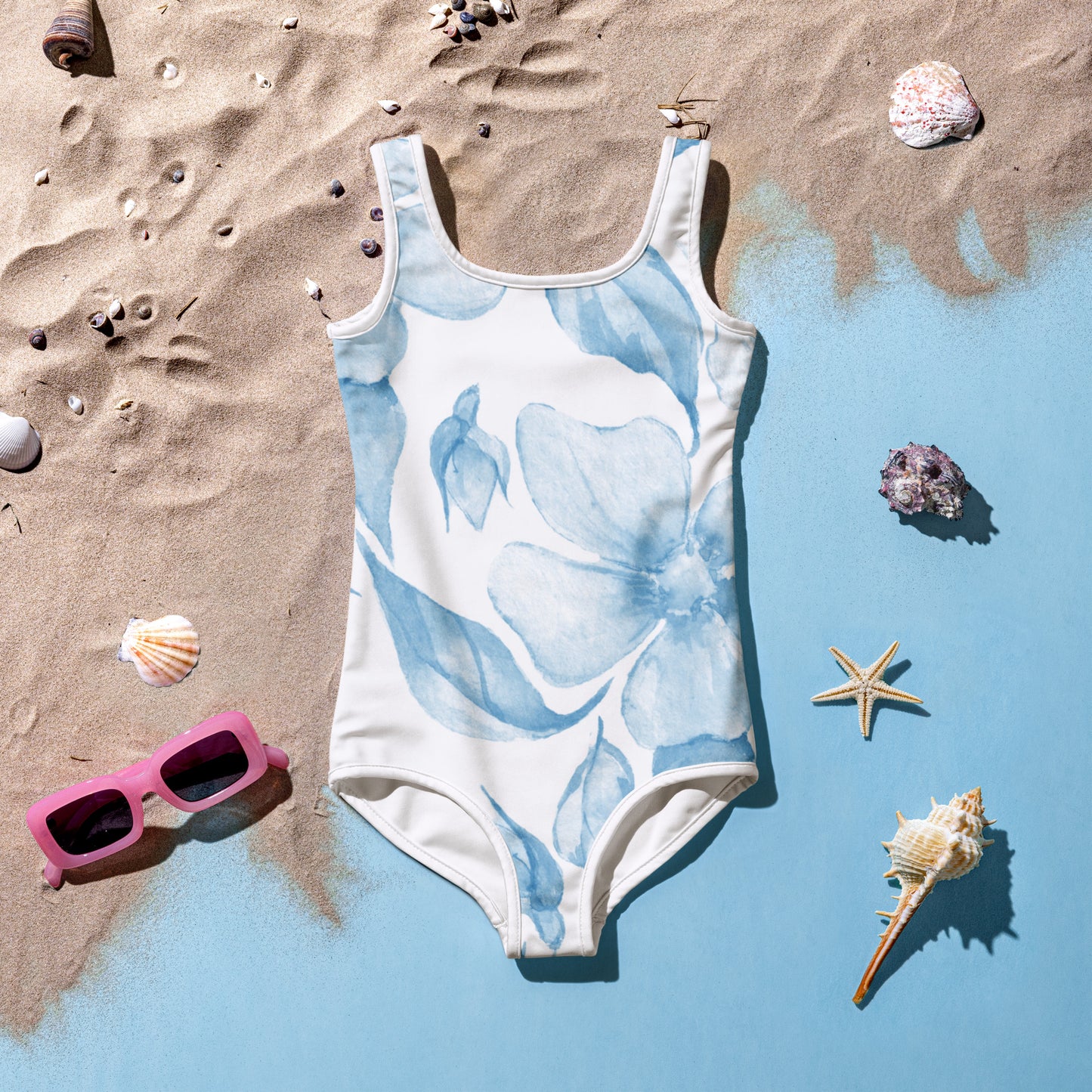 Blue Floral Kids Swimsuit