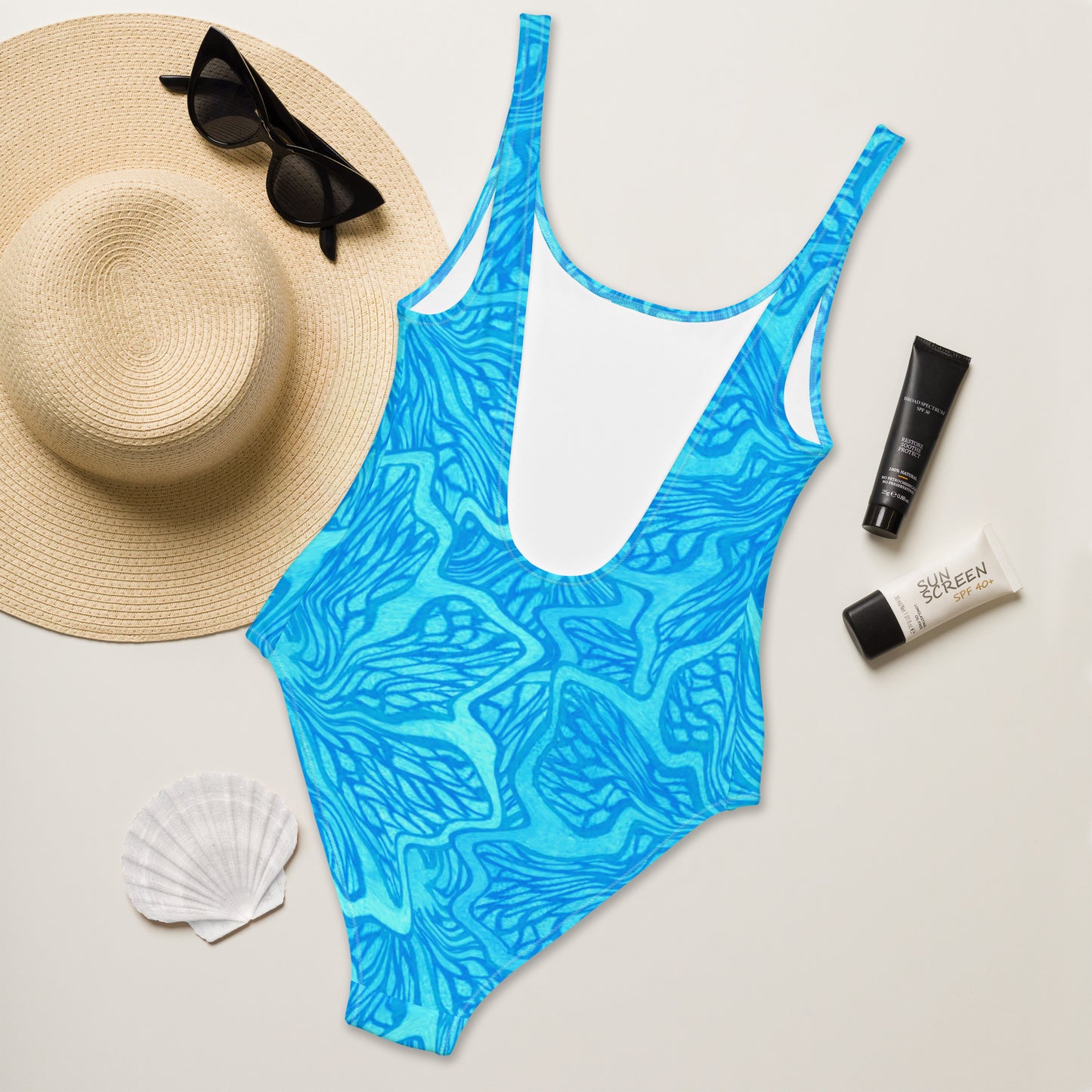 Blue One-Piece Swimsuit