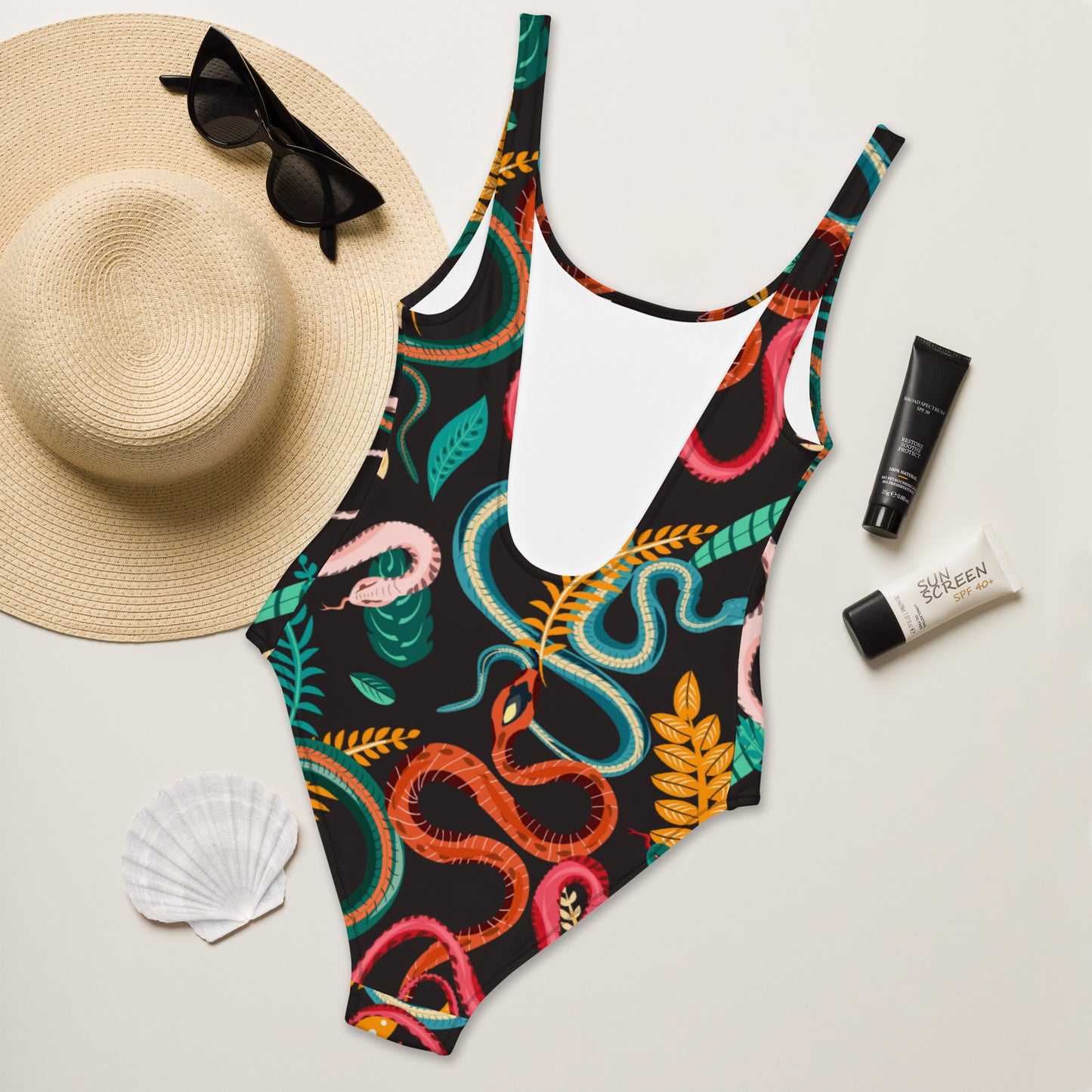 Snake One Piece Swimsuit, Womens Bodysuit