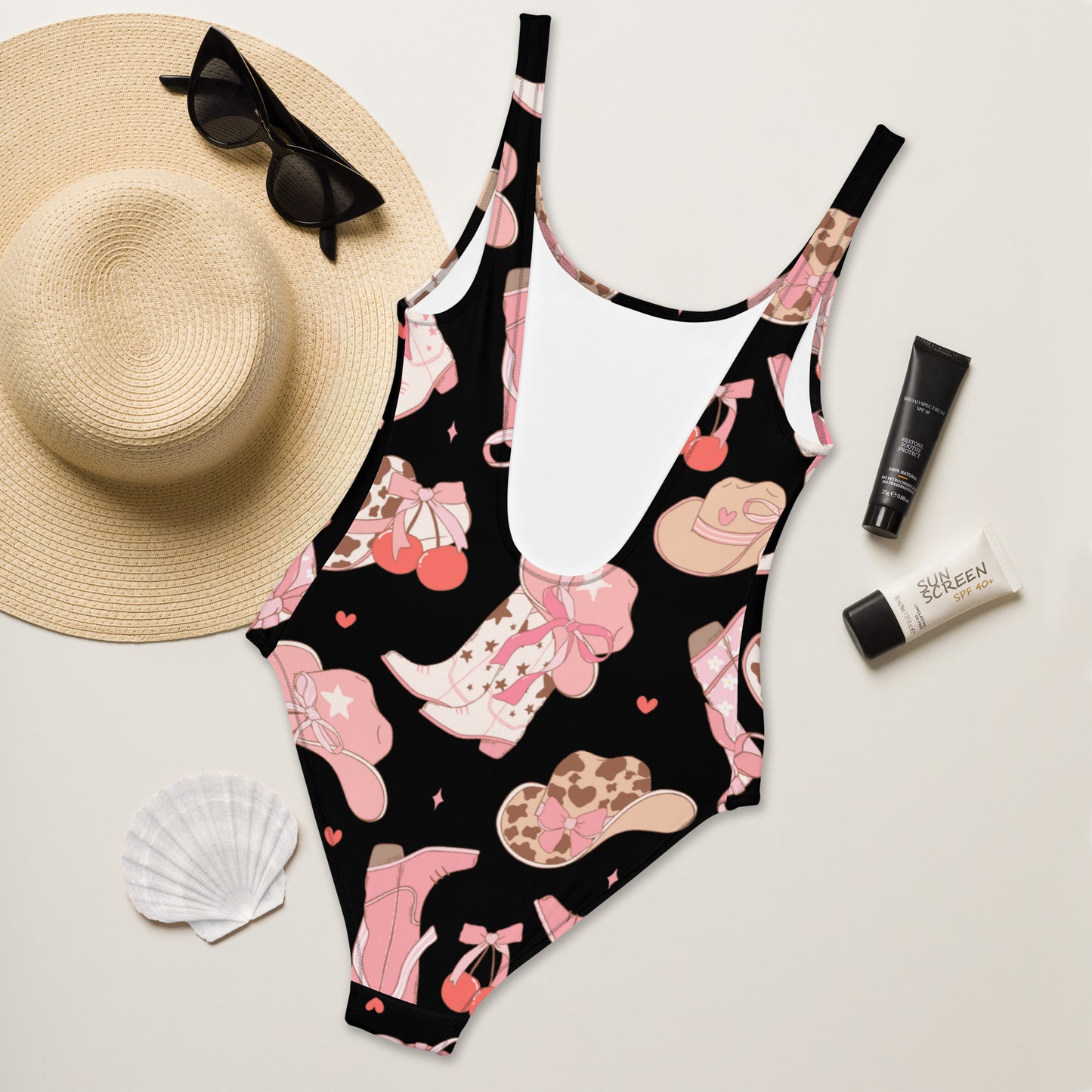 Cowgirl One Piece Swimsuit, Womens Bodysuit