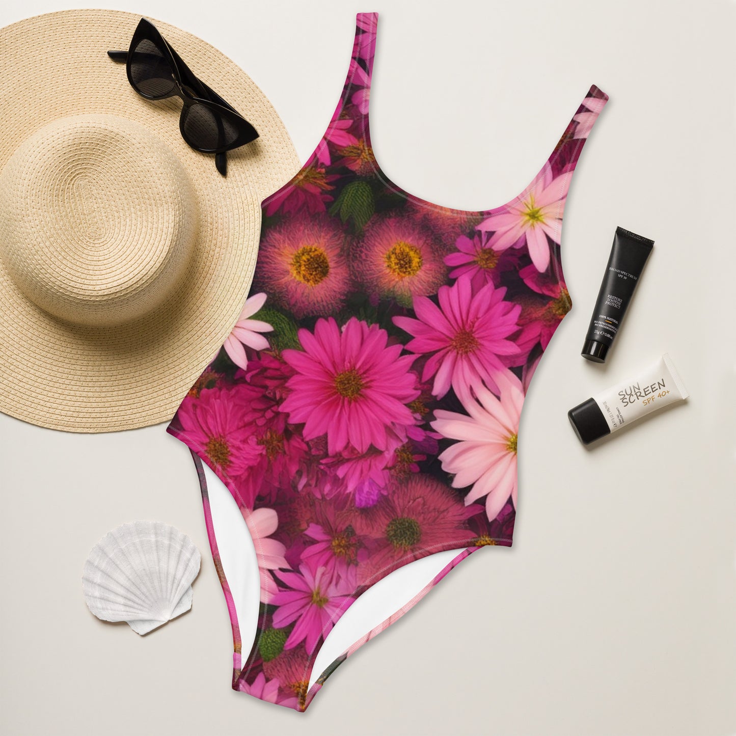 Pink Floral One-Piece Swimsuit