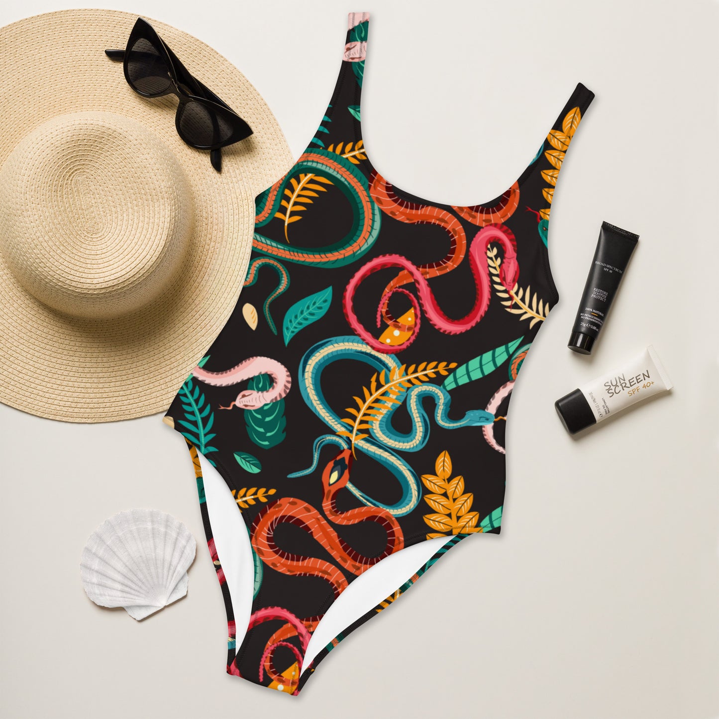 Snake One Piece Swimsuit, Womens Bodysuit