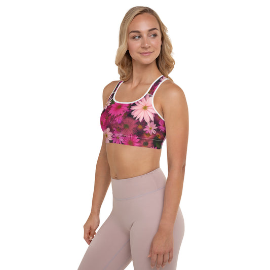 Pink Floral Padded Sports Bra