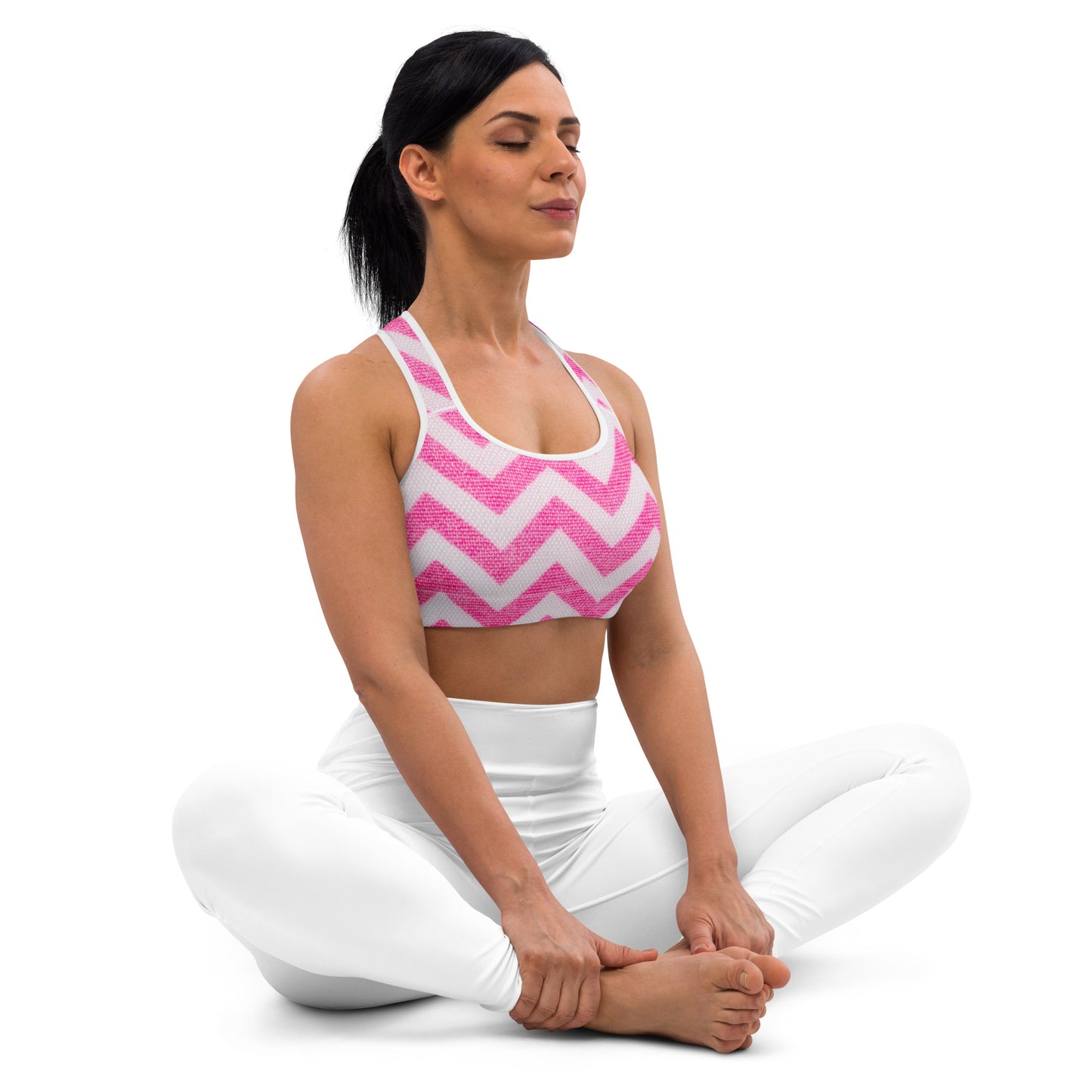 Pink Zig Zag Padded Sports Bra