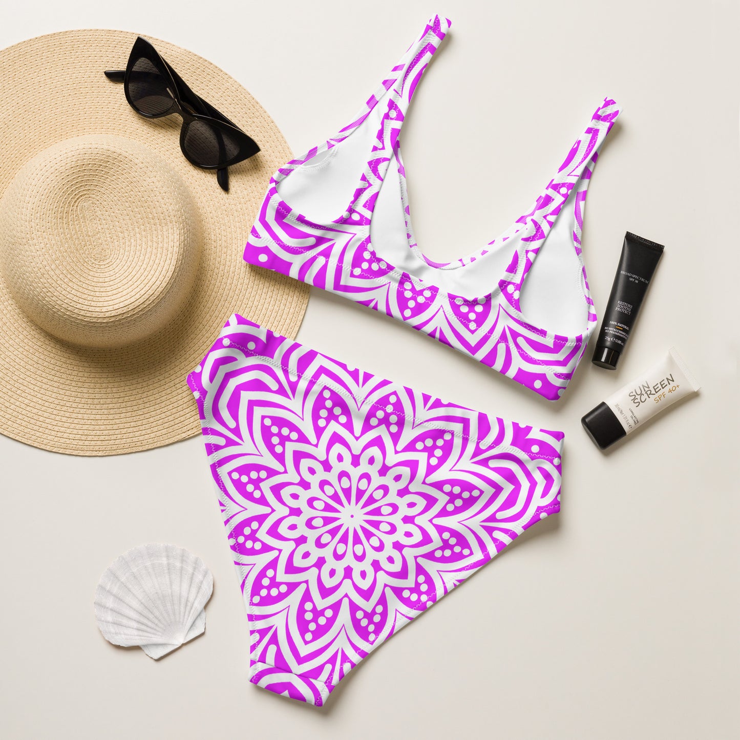 Neon Sunrise high-waisted bikini