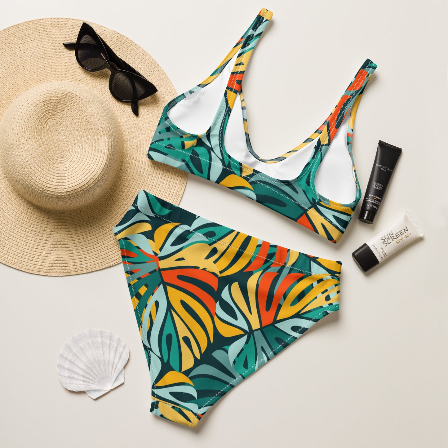 Tropical high-waisted bikini