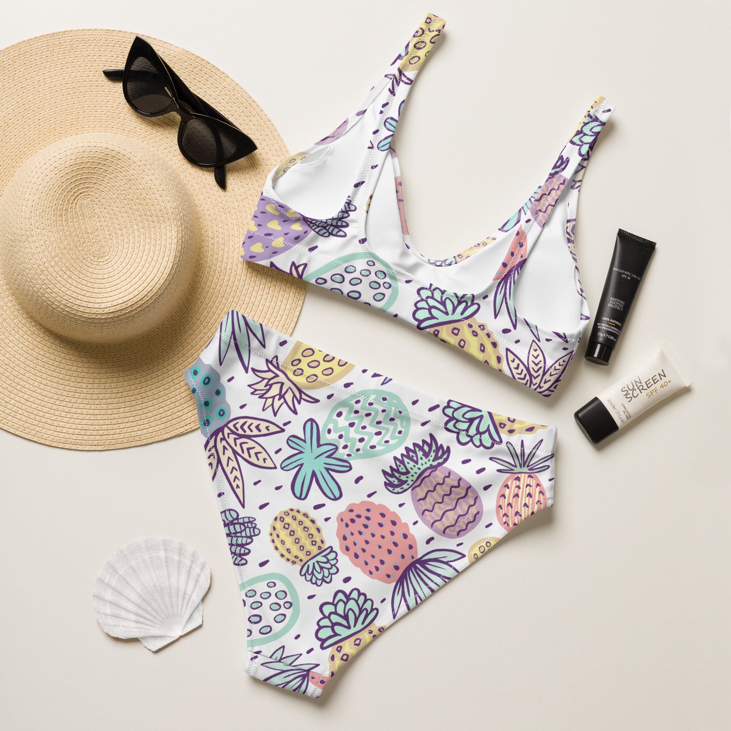 Pineapple high-waisted bikini