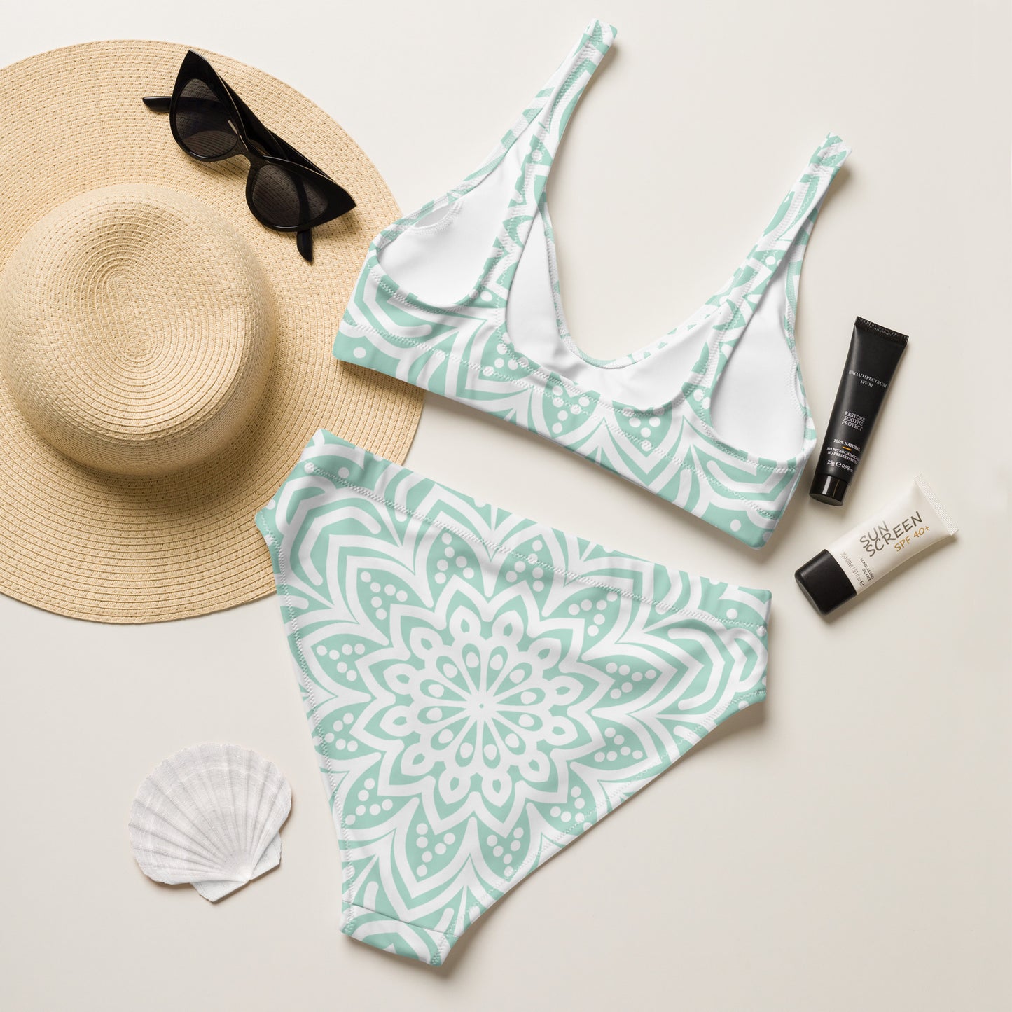 Teal Sunrise high-waisted bikini