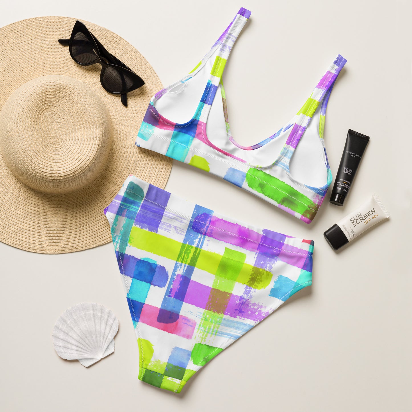 Neon Paint High-Waisted Bikini