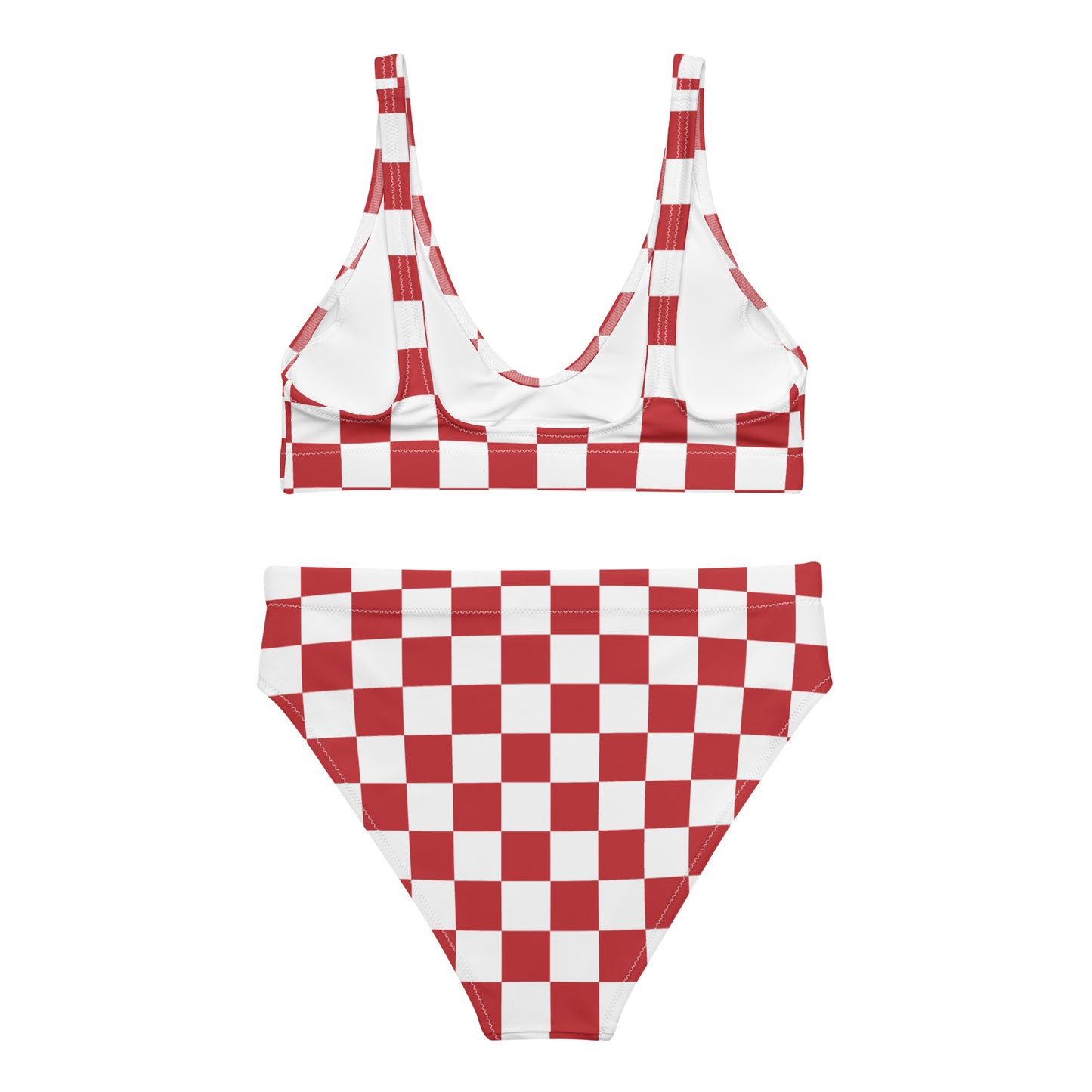 Red Checkered High Waisted Bikini