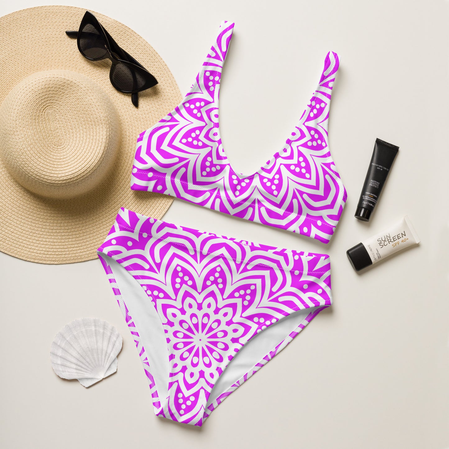 Neon Sunrise high-waisted bikini