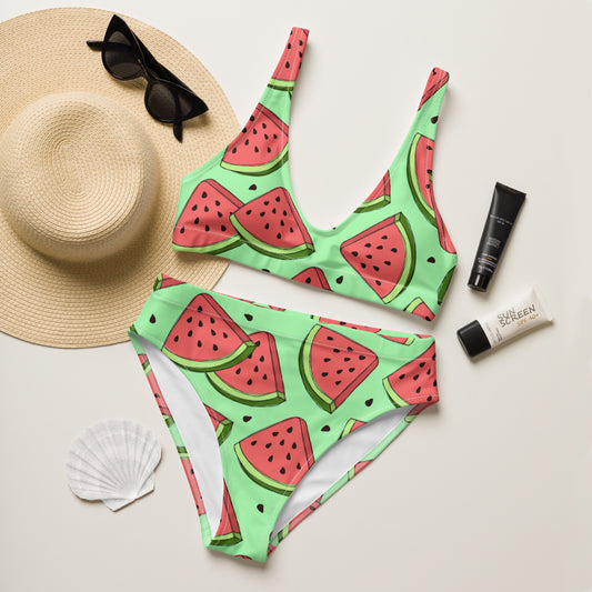 Green Watermelon High Waisted Bikini