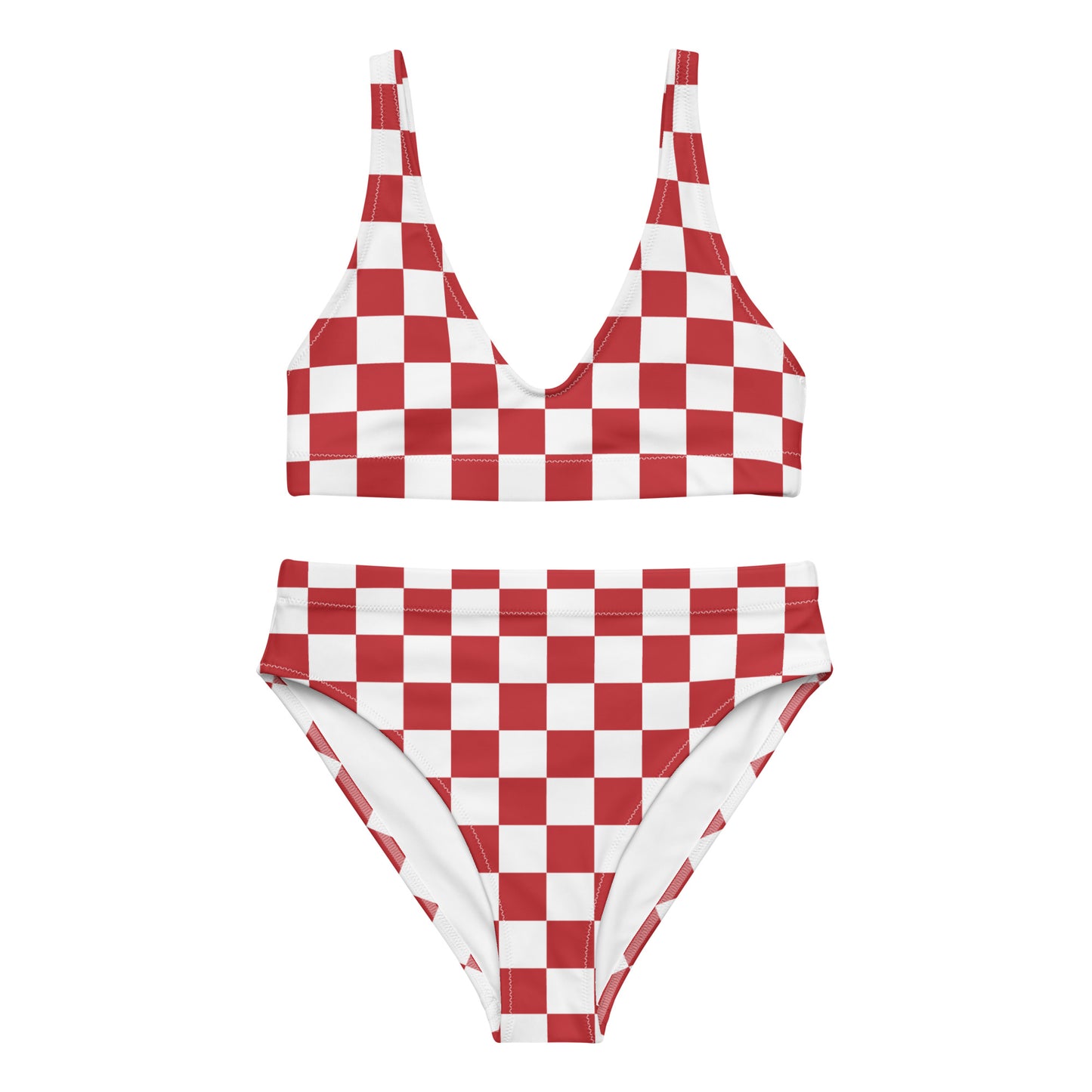 Red Checkered High Waisted Bikini