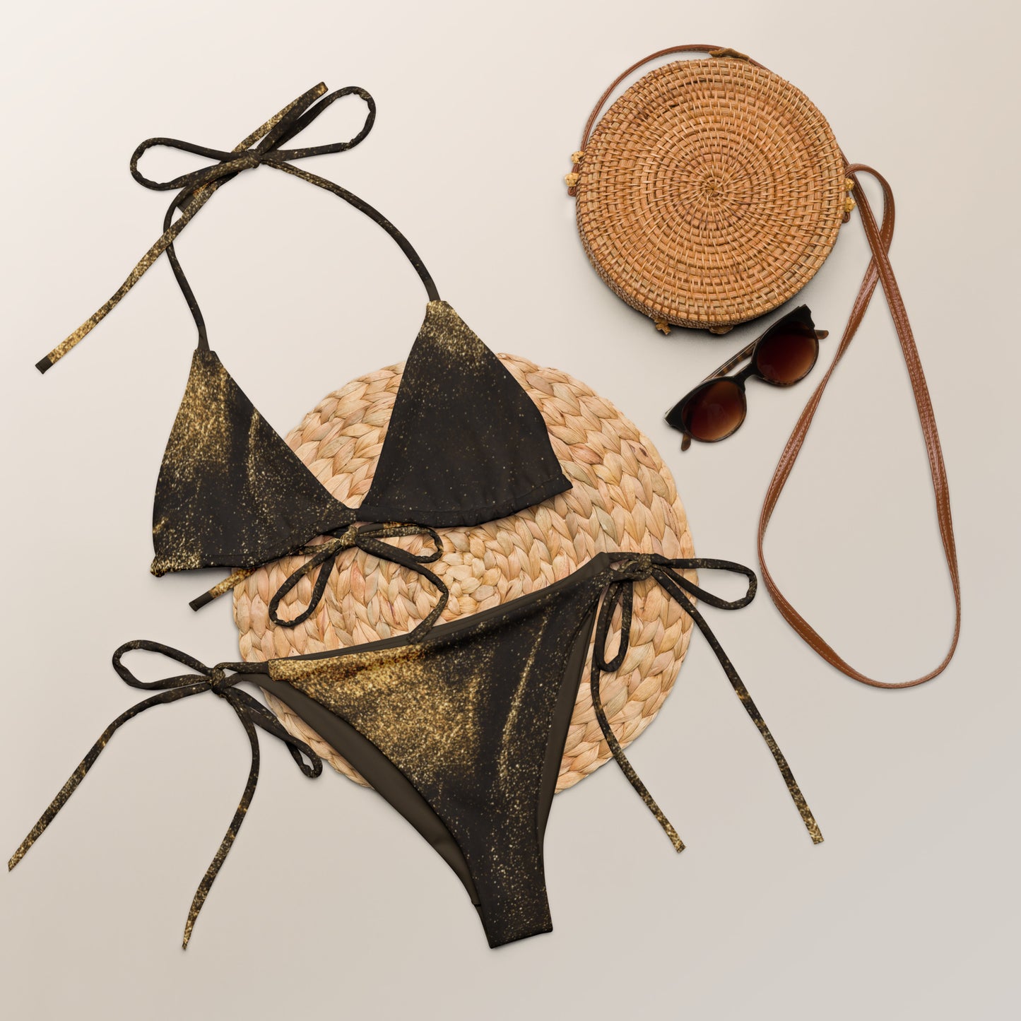 Black and Gold String Bikini