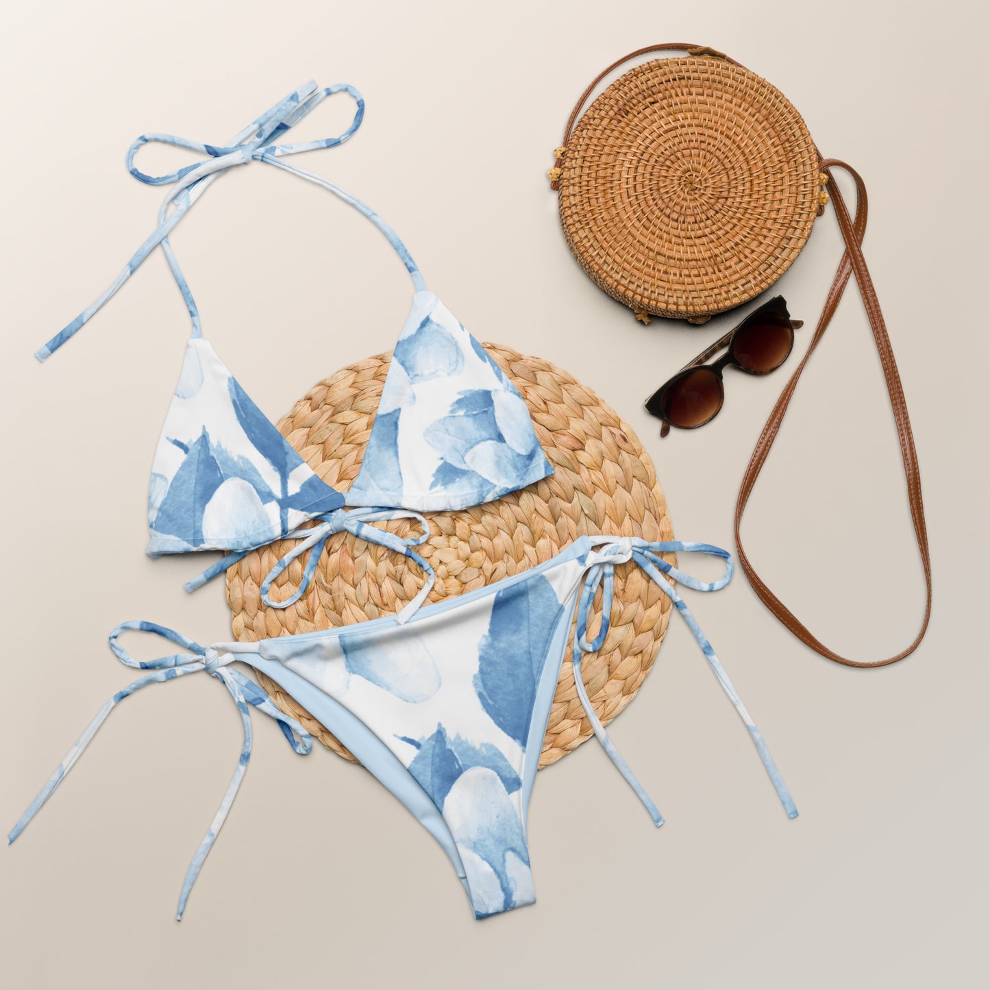 Blue Floral String Bikini