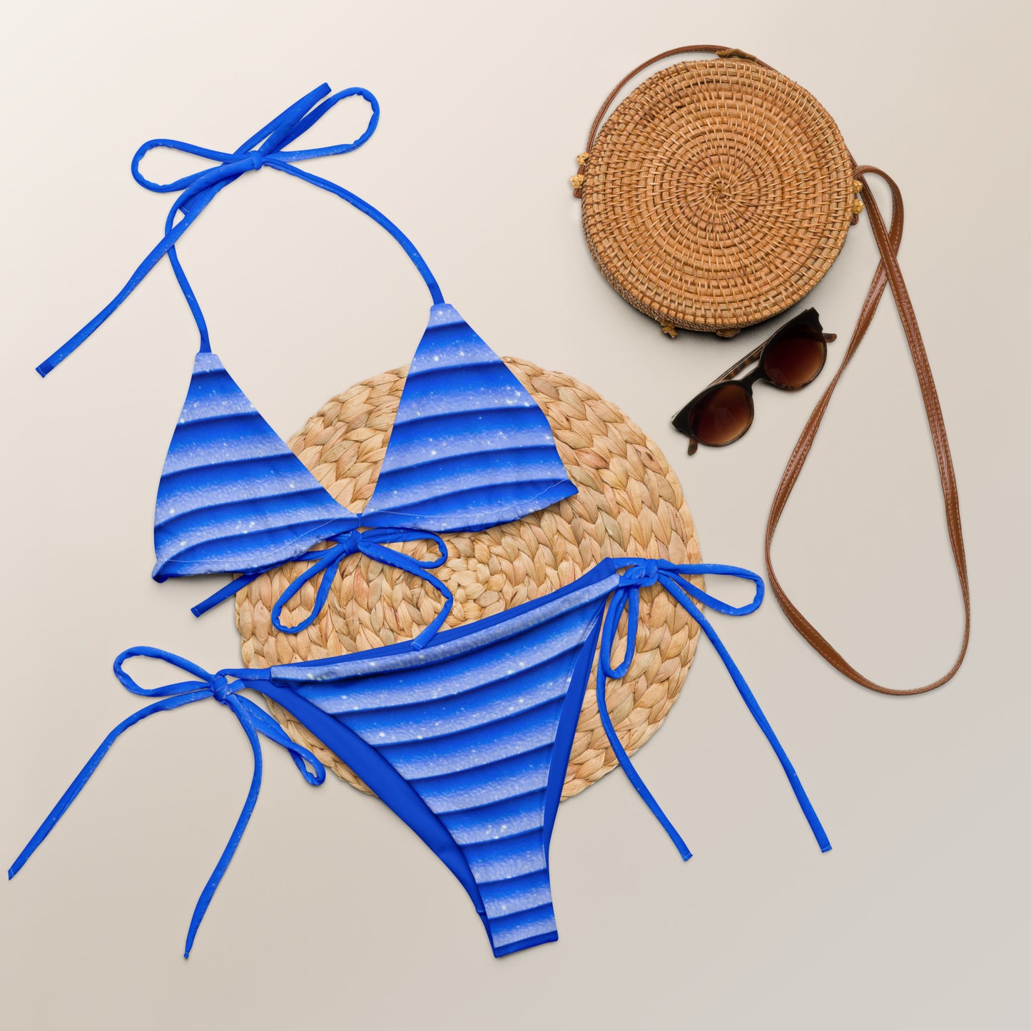 Blue Stripe String Bikini