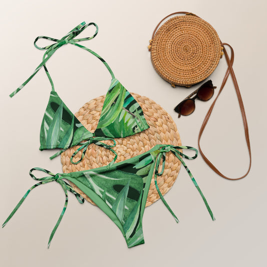 Green Leaves String Bikini