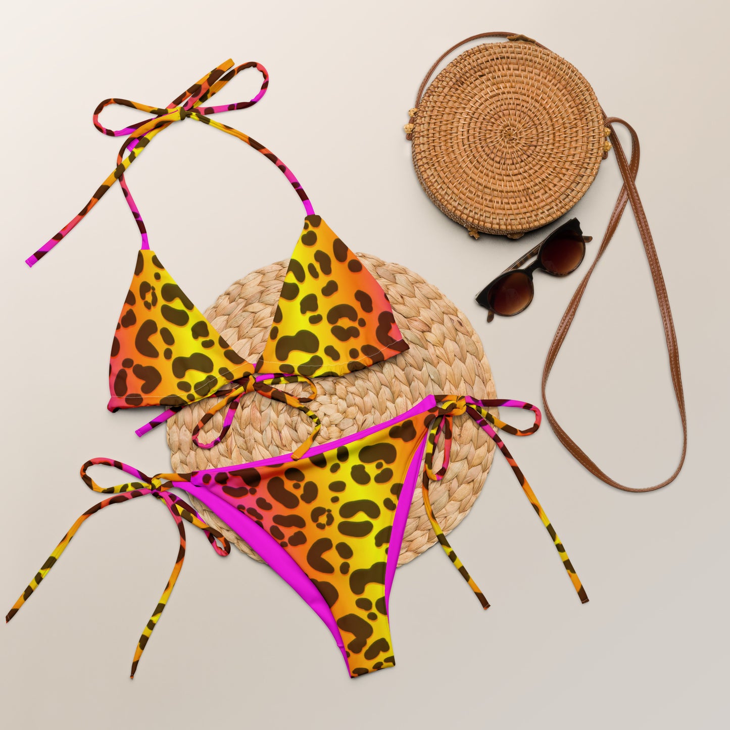 Neon animal string bikini