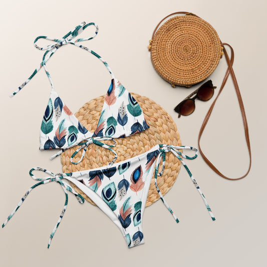 Feather String Bikini Swimsuit