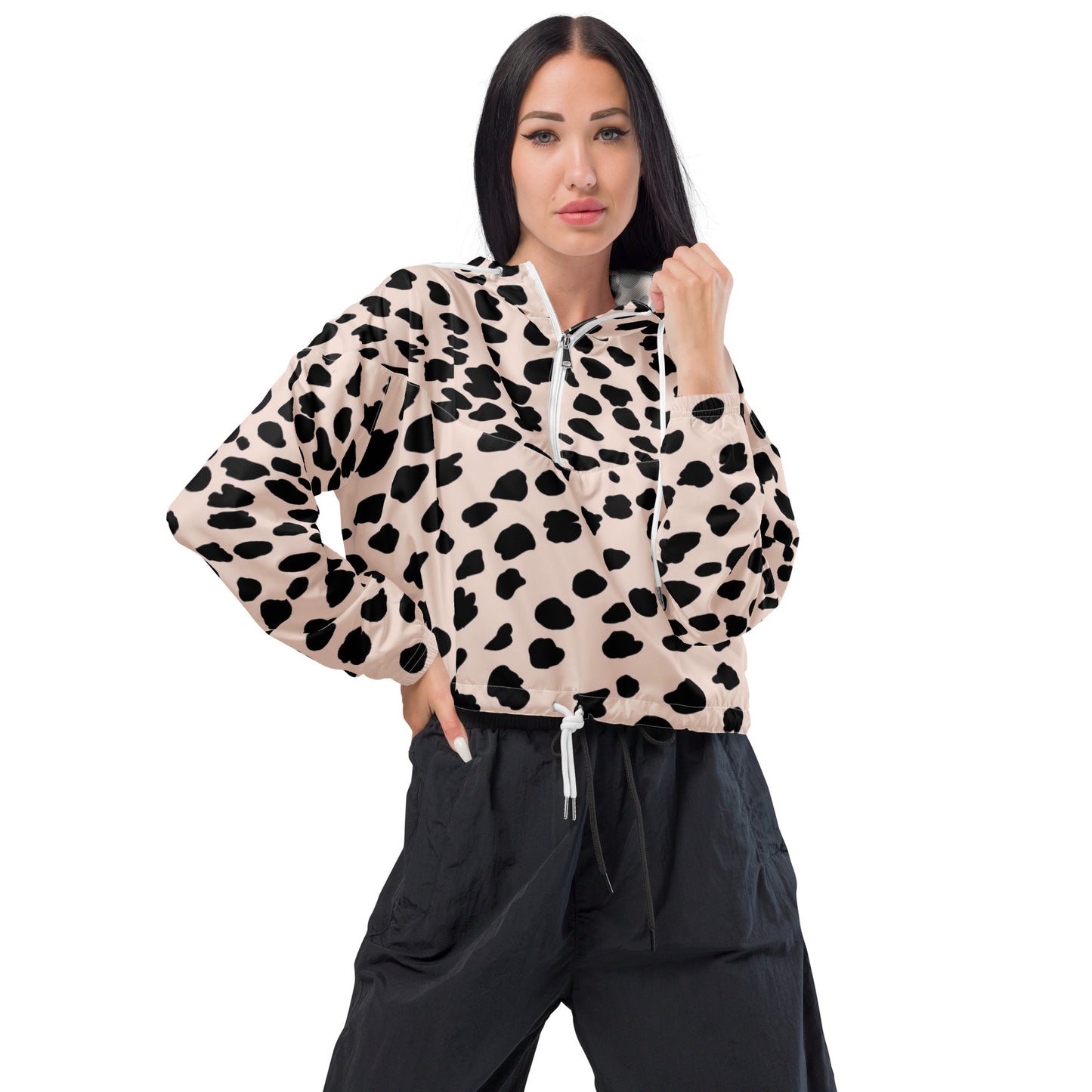 Leopard Womens Cropped Windbreaker