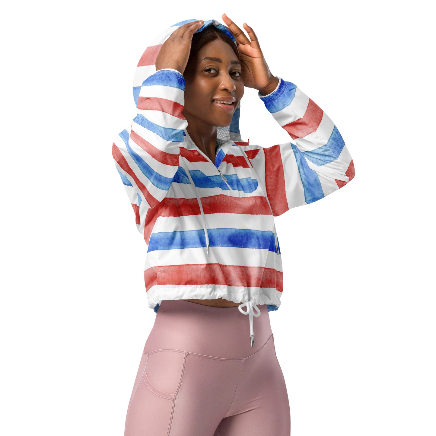 USA Stripe Womens Cropped Windbreaker