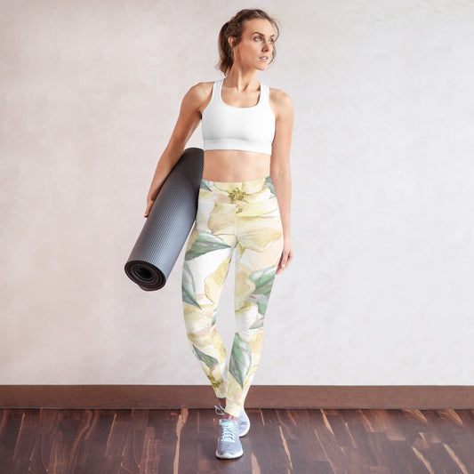 Yellow Floral Yoga Leggings