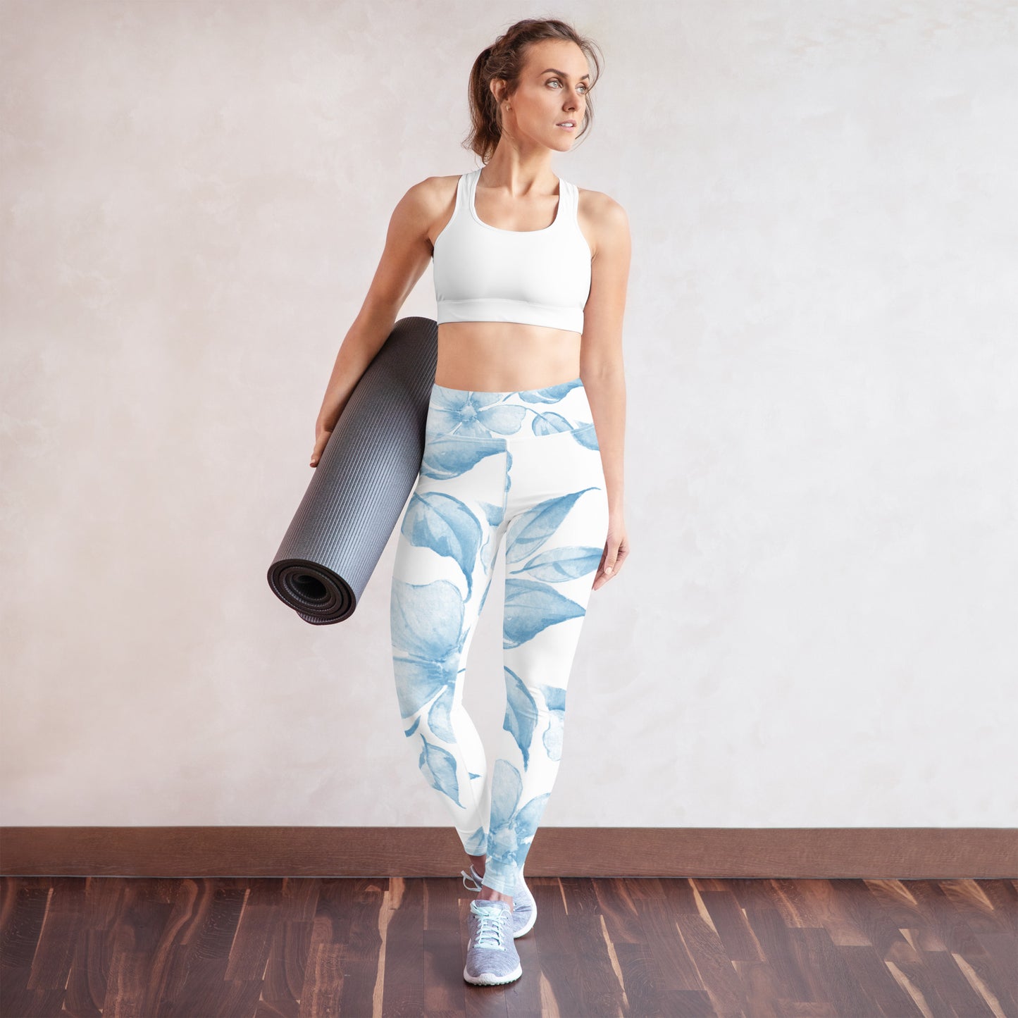 Blue Floral Yoga Leggings