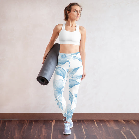 Blue Floral Yoga Leggings